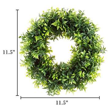 11.5-Inch Opal Basil Wreath - UV Resistant Artificial Summer, Fall, Winter, or Spring Wreath - Indoor/Outdoor Wreaths for Front Door by Pure Garden