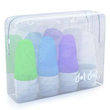 Dot&Dot Travel Bottles, White/Blue/Green/Purple, 1.25 oz, Set of 4