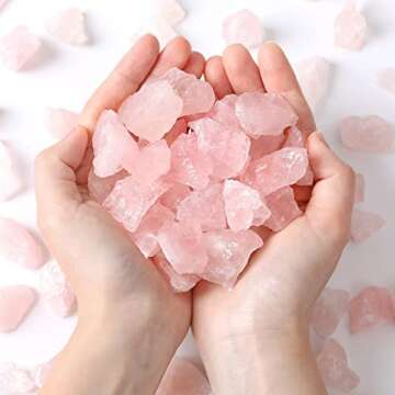 MAIBAOTA Natural Rose Quartz Crystals Bulk Raw Healing Crystal Stones 1" Raw Rough Gemstones Rocks for Tumbling Polishing Cutting Reiki Witch Quartz Crystals