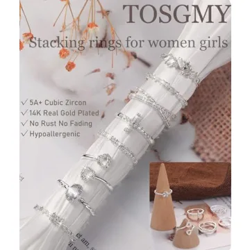 Gold Silver Stackable Rings for Women by TOSMGY