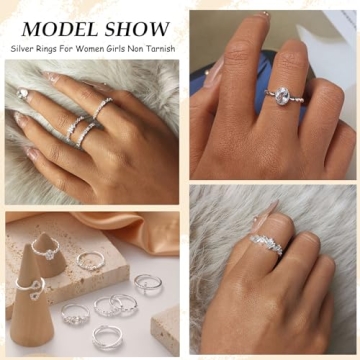 Gold Silver Stackable Rings for Women by TOSMGY