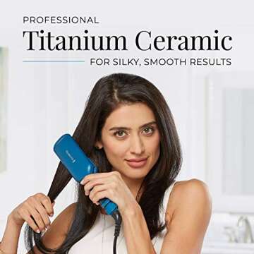 Remington Pro 2" Professional Titanium Ceramic Hair Straightener, Flat Iron with Floating Plates for Smooth Glide, Blue, S9632
