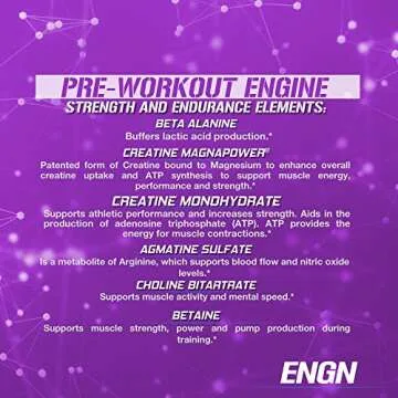 Evlution EVL Intense Pre Workout with Creatine - ENGN Energizing Pre Workout for Men Powder Drink for Lasting Energy Focus and Recovery - with Beta Alanine Caffeine and L Theanine - Furious Grape