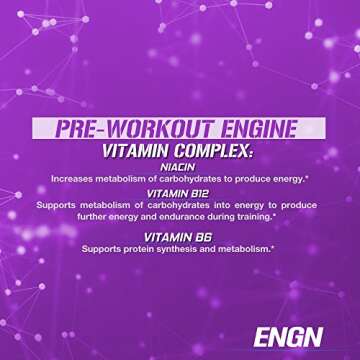 Evlution EVL Intense Pre Workout with Creatine - ENGN Energizing Pre Workout for Men Powder Drink for Lasting Energy Focus and Recovery - with Beta Alanine Caffeine and L Theanine - Furious Grape