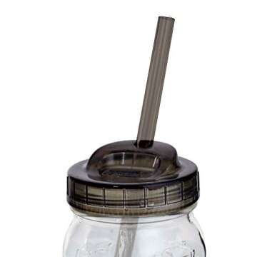 Ball 4-Piece Sip & Straw Lids Set for Regular Mouth Mason Jars | Grey | (2-Lids and 2-Straws)