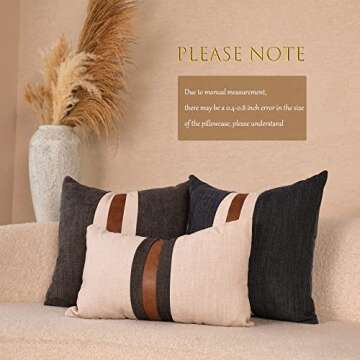BOYSUM Rustic Faux Leather Pillow Cover for Modern Home