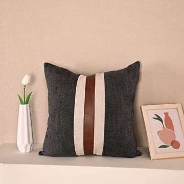 BOYSUM Rustic Faux Leather Pillow Cover for Modern Home