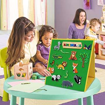 AKAYOK Foldable Felt Board for Toddlers Flannel Board Stories for Preschool Early Learning Interacti...