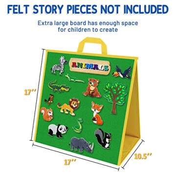 AKAYOK Foldable Felt Board for Toddlers Flannel Board Stories for Preschool Early Learning Interactive Storytelling Double Sided Felt Story Board Reusable Wall Hanging Holiday Gift for Kid (17 * 17)