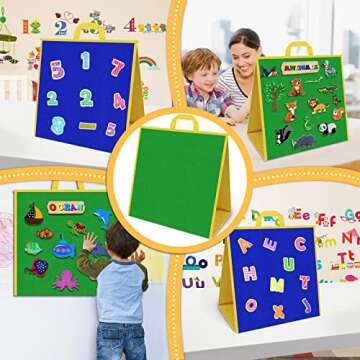 AKAYOK Foldable Felt Board for Toddlers Flannel Board Stories for Preschool Early Learning Interactive Storytelling Double Sided Felt Story Board Reusable Wall Hanging Holiday Gift for Kid (17 * 17)