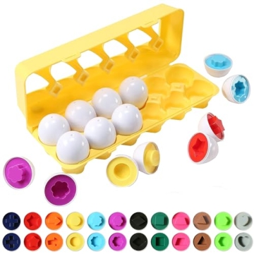 Dimple Fun Egg Matching Toy (Total 12 Eggs) - Toddler STEM Easter Eggs Toys, Shape Recognition Egg T...