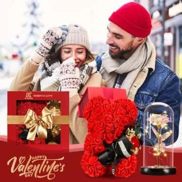 K KYMAKE Christmas Rose Gifts for Mom Rose Bear Gifts for Women,Rose Bear A Rose That Never Dies for Mom,Cute Personalized Christmas Girlfriend Gifts for Her Bridal Showers Clear Gift Box