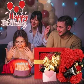 K KYMAKE Christmas Rose Gifts for Mom Rose Bear Gifts for Women,Rose Bear A Rose That Never Dies for Mom,Cute Personalized Christmas Girlfriend Gifts for Her Bridal Showers Clear Gift Box