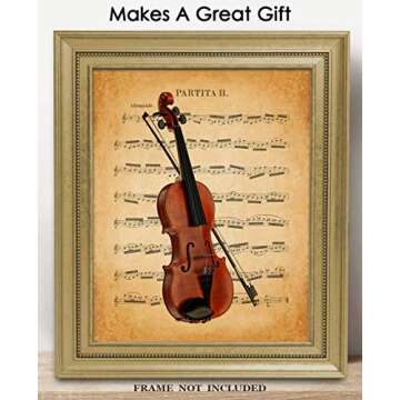 Vintage Violin Partita II Music Sheet Wall Art Print