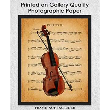Vintage Violin Partita II Music Sheet Wall Art Print
