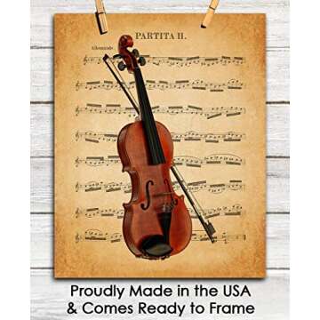 Vintage Violin Partita II Music Sheet Wall Art Print