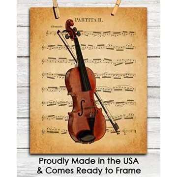 Vintage Violin Partita II Music Sheet Wall Art Print