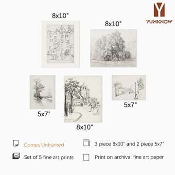 French Country Kitchen Etching Print Poster - Rustic Modern Farmhouse Drawing Wall Art Decor - Mid C...