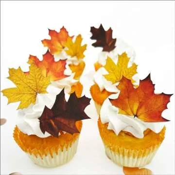 Edible Fall Leaves - Assorted Set of 24 Wafer Cake & Cupcake Toppers for Decorating