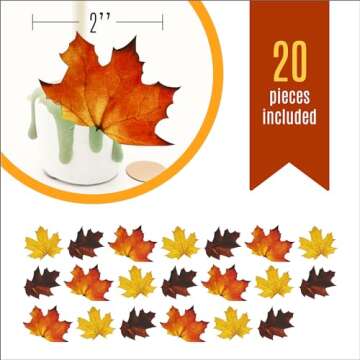Edible Fall Leaves - Assorted Set of 24 Toppers for Cakes