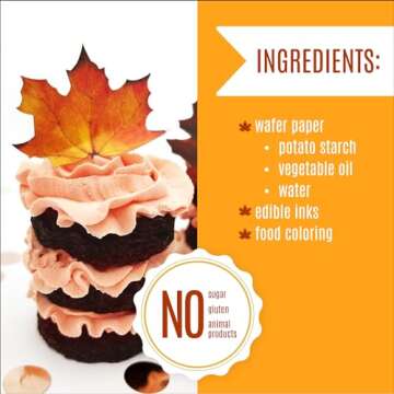 Edible Fall Leaves - Assorted Set of 24 Toppers for Cakes