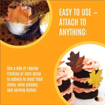 Edible Fall Leaves - Assorted Set of 24 Toppers for Cakes