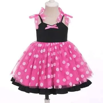 Polka Dot Birthday Dress for Girls Tutu Tulle Princess Dress Toddler Girls Confetti Dress Sleeveless Summer Halloween Christmas Easter Pageant Communion Sundress Clothes Hot Pink f 18-24 Months