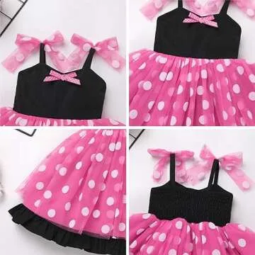 Polka Dot Birthday Dress for Girls Tutu Tulle Princess Dress Toddler Girls Confetti Dress Sleeveless Summer Halloween Christmas Easter Pageant Communion Sundress Clothes Hot Pink f 18-24 Months