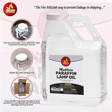 Ner Mitzvah 1 Gallon Paraffin Lamp Oil - Clear Smokeless, Odorless, Clean Burning Fuel for Indoor and Outdoor Use - Shabbos Lamp Oil - 6 Pack