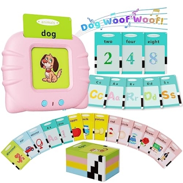 Aullsaty Toddler Toys Talking Flash Cards for 2 3 4 5 6 Year Old Boys and Girls, Autism Sensory Toys...