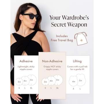 Bare Babe Silicone Non-Adhesive Nipple Covers - Reusable No Show Breast Covers for Strapless Dresses...