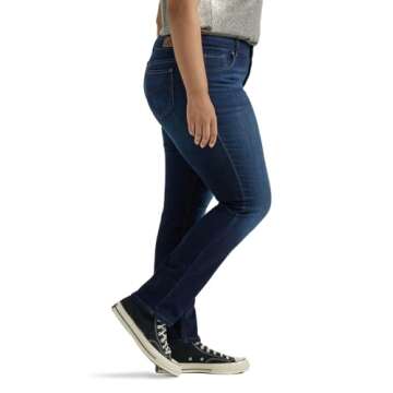 Lee Women's Plus Size Legendary Mid Rise Straight Leg Jeans in Nightshade