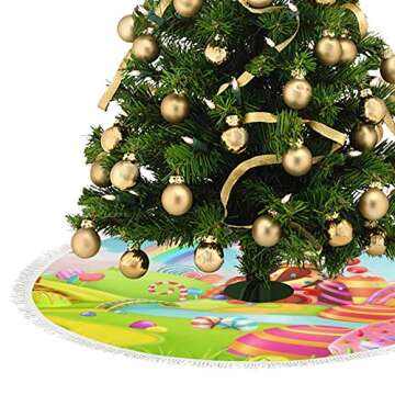 Kuziee Candy Land Christmas Tree Skirt for Festive Decor
