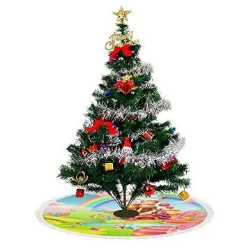 Kuziee Candy Land Christmas Tree Skirt for Festive Decor