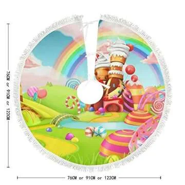 Kuziee Candy Land Christmas Tree Skirt for Festive Decor