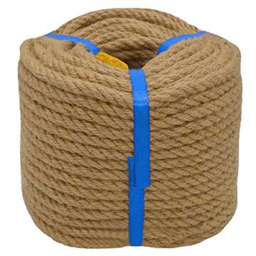 Natural Jute Rope Hemp Rope (8 mm x 165 ft) for Crafts and Pet Projects