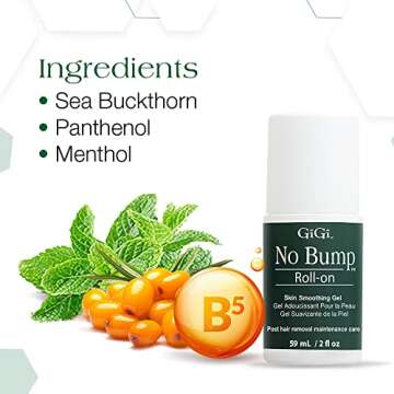 GiGi No Bump Roller Gel - Ingrown Hair Treatment Roll on & Razor Bump Remover, Post-Wax & After Shave Skin Soothing Care, 2 oz