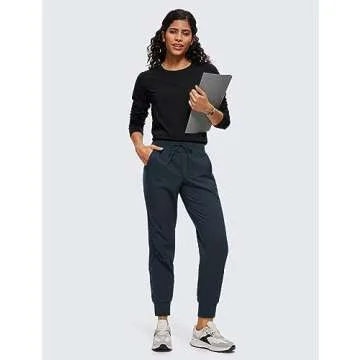CRZ YOGA Athletic High Waisted Joggers for Women 27.5" - Lightweight Workout Travel Casual Outdoor Hiking Pants with Pockets True Navy Small
