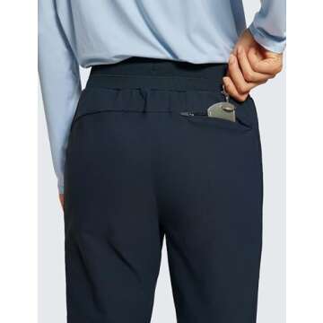 CRZ YOGA Athletic High Waisted Joggers for Women 27.5" - Lightweight Workout Travel Casual Outdoor Hiking Pants with Pockets True Navy Small