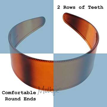 Motique Tortoise 2 Inch Hard Plastic Headband for Women and Girls