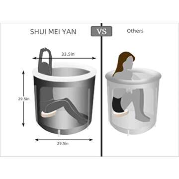 SHUIMEIYAN Large Ice Bath & Hot Bath Tub for Athletes Outdoor Portable Free-standing Bathtub for Adu...
