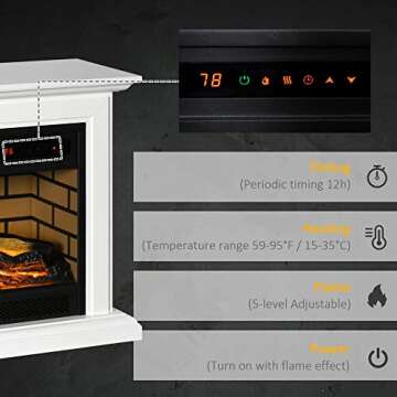 HOMCOM 31" Electric Fireplace with Dimmable Flame Effect