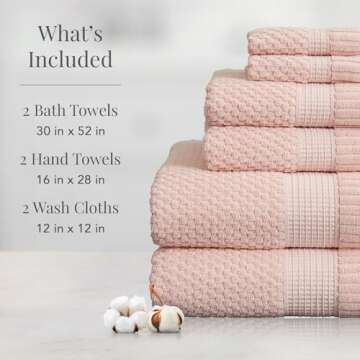NY Loft 100% Cotton Towel Set 6 Piece| Super Soft & Absorbent Quick-Dry 2 Bath Towels 2 Hand Towels ...