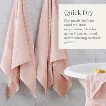 NY Loft 100% Cotton Towel Set 6 Piece| Super Soft & Absorbent Quick-Dry 2 Bath Towels 2 Hand Towels and 2 Washcloths |Textured and Durable Cotton | Trinity Collection (6 Piece Set, Light Pink)