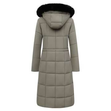 GOLDLADY Women's Waterproof Long Winter Coat Thickened Down Alternative Jacket Warm Puffer Jacket Hooded Parka