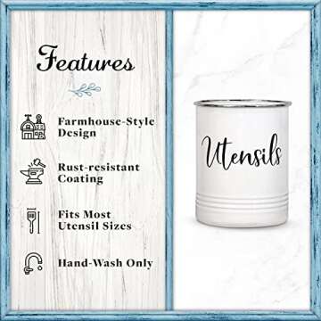 Home Acre Designs Vintage Farmhouse Utensil Holder - Stylish Countertop Organizer and Kitchen Decor ...