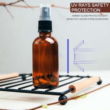 LANBEAUTIFY 4 oz Amber Glass Spray Bottles - Small Empty Fine Mist Spray Bottle for Essential Oil,Face - Mini Dark Spray Bottles with,Included 4 Sprinkler, 1Funnels,1 Droppers, 4 Labels