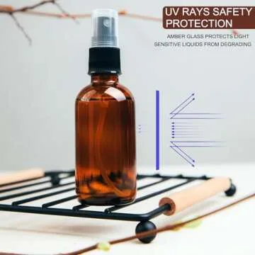 LANBEAUTIFY 4 oz Amber Glass Spray Bottles - Small Empty Fine Mist Spray Bottle for Essential Oil,Face - Mini Dark Spray Bottles with,Included 4 Sprinkler, 1Funnels,1 Droppers, 4 Labels