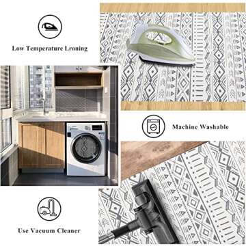 Pauwer Cotton Area Rug Set 2 Piece 4.2'x2'+3'x2' with Tassel Washable Cotton Hand Woven Throw Rugs Runner for Kitchen, Living Room, Bedroom