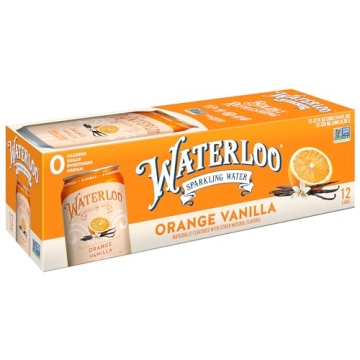 Waterloo Sparkling Water Orange Vanilla - Zero Calorie Cans (Pack of 12)